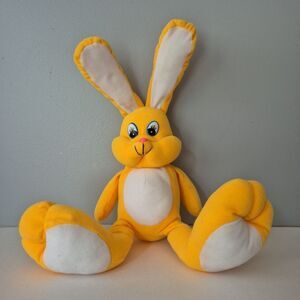 Sugar Loaf  Yellow White Vintage Stuffed Plush Bunny Rabbit Bendable Ears 19 IN